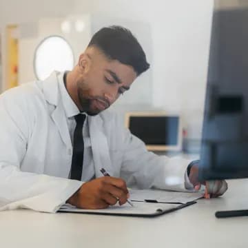 doctor reviewing records